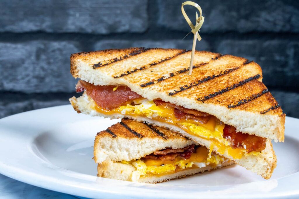 egg and bacon sandwich